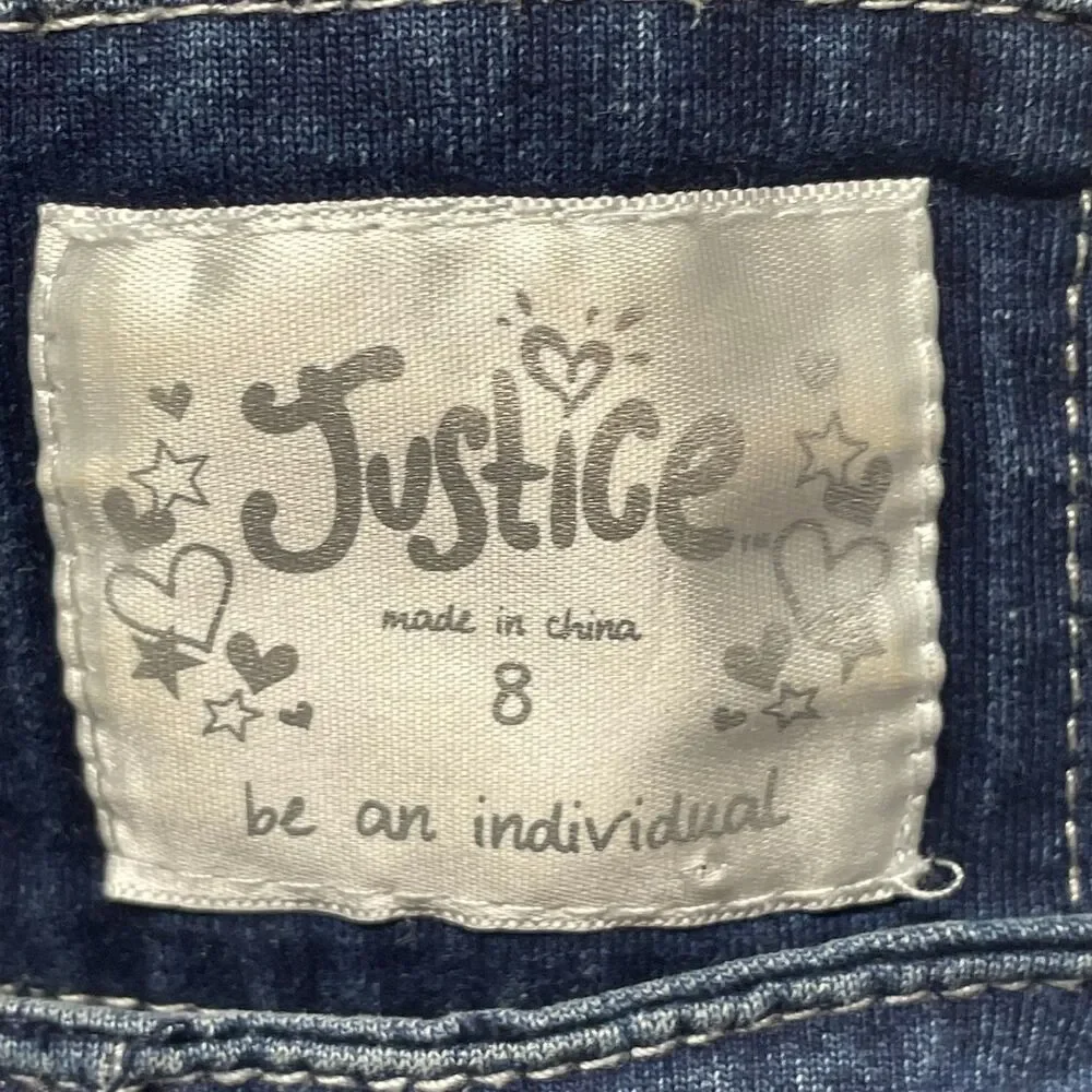 Justice Girls Studded Cotton Denim Moto Jacket Rhinestone Size 8 Back to School